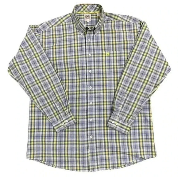 Cinch Button Down Shirt Blue Green Plaid Size Large Men’s Western Country Cowboy - Picture 1 of 15